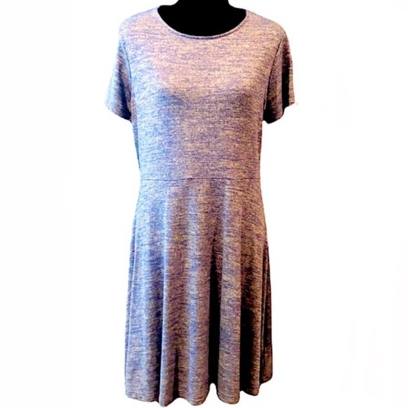 Heathered Gray Short Sleeve Weekender Dress Midi Slinky Travels well - Picture 1 of 6